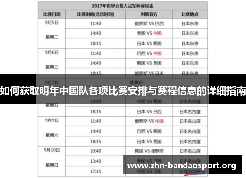 如何获取明年中国队各项比赛安排与赛程信息的详细指南 如何获取明年中国队各项比赛安排与赛程信息的详细指南